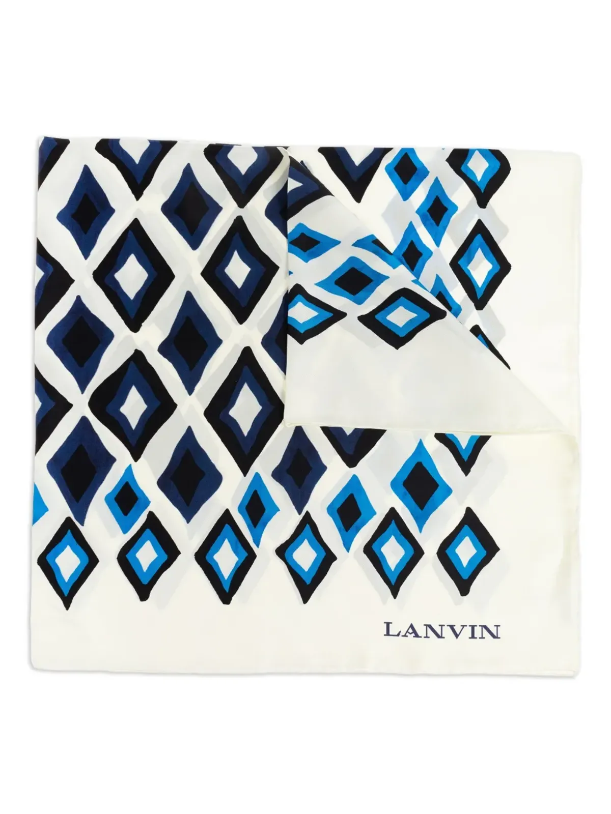 Lanvin geometric-print silk scarf - White - 画像1