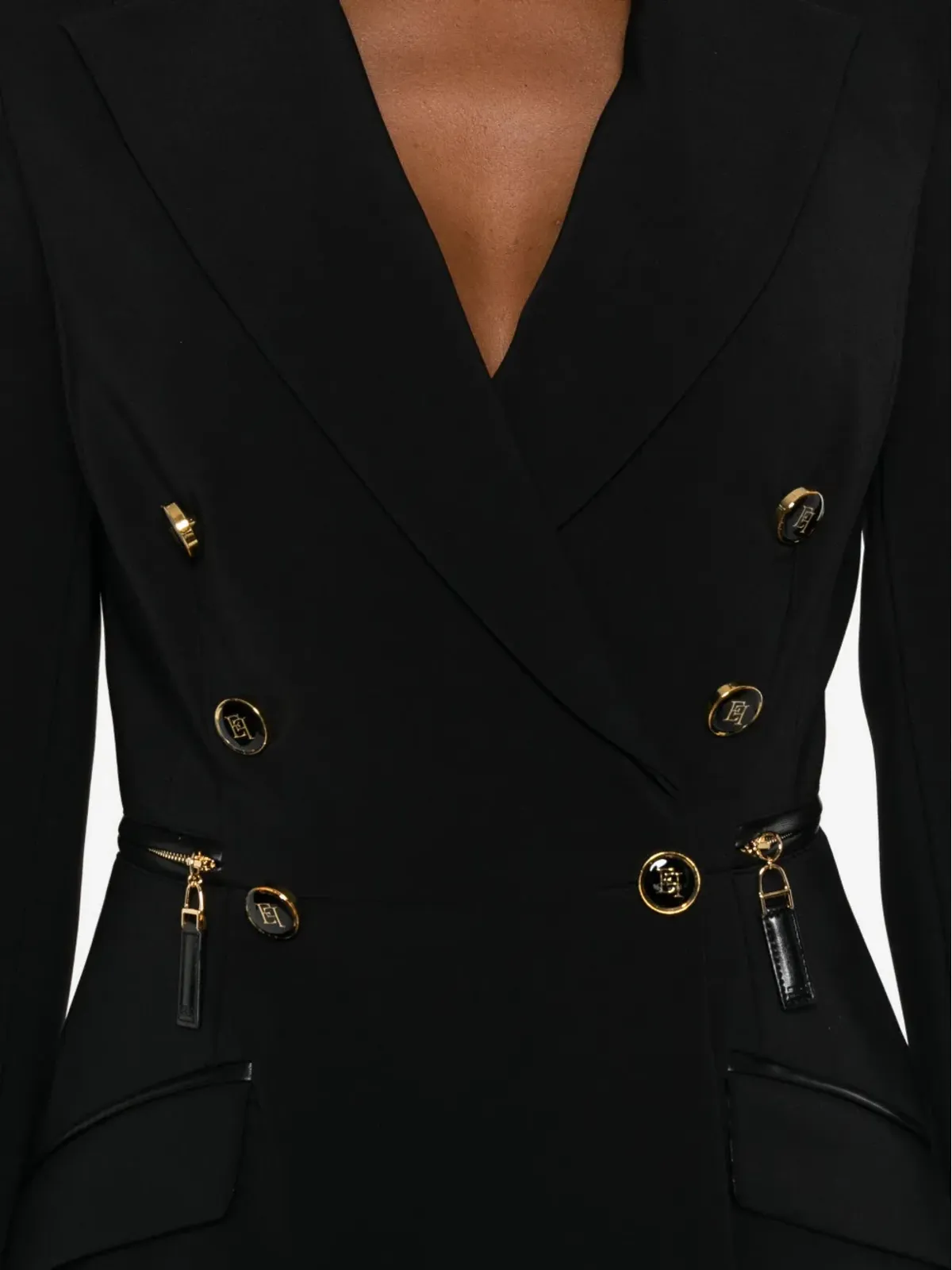 Elisabetta Franchi ダブルブレスト ジップディテール ブレザー - ブラック - 画像5