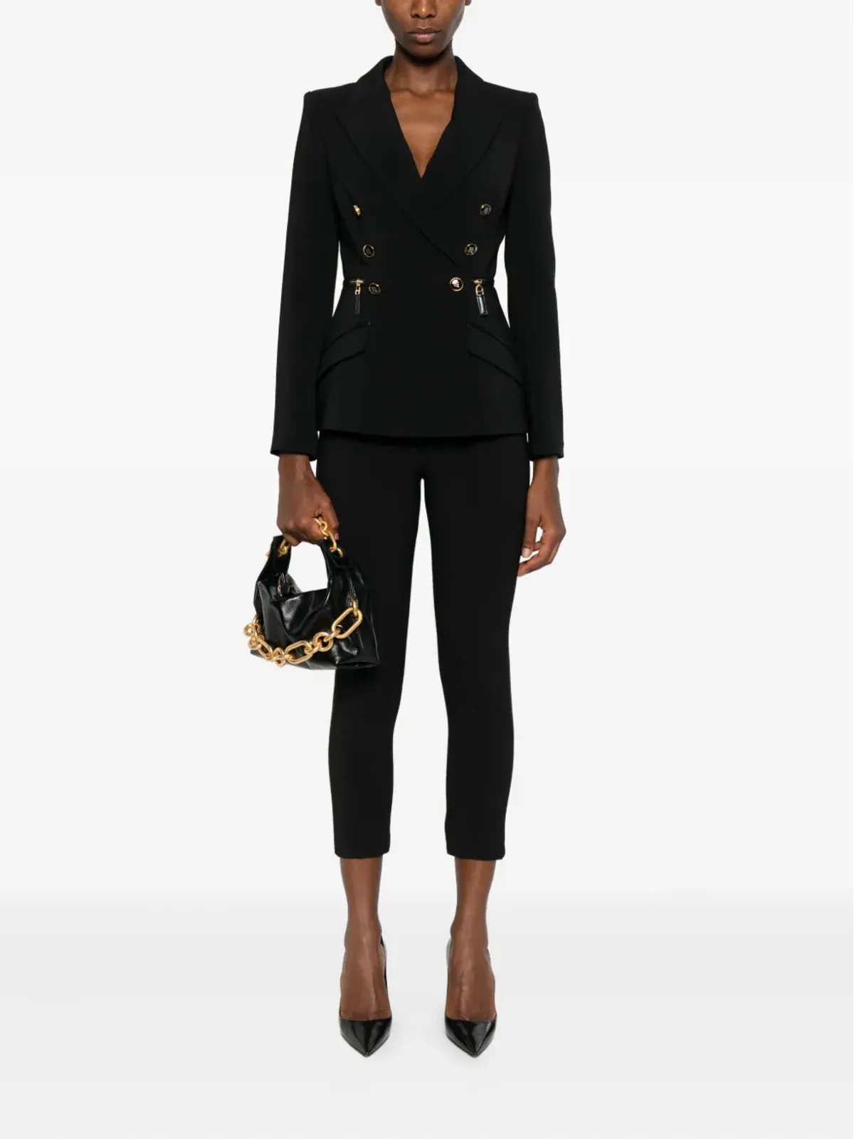 Elisabetta Franchi ダブルブレスト ジップディテール ブレザー - ブラック - 画像2