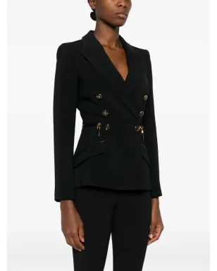 Elisabetta Franchi ダブルブレスト ジップディテール ブレザー - ブラック - サムネイル3