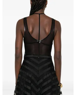 Elisabetta Franchi ノースリーブ ボディスーツ - ブラック - サムネイル4