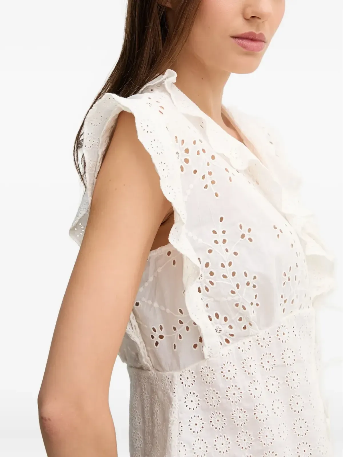Pedro Del Hierro ホワイトのフリルディテールトップ - 画像4