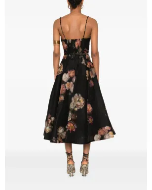 ZIMMERMANN 幻惑のツイスト 花柄ミディドレス - ブラック - サムネイル4