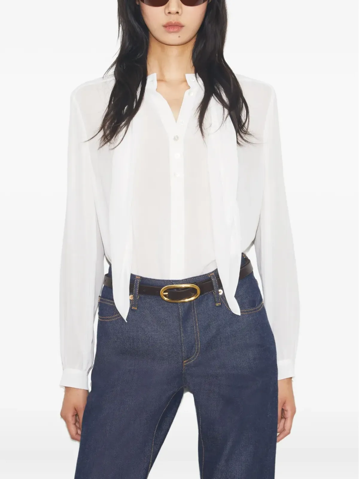 Tory Burch ジョージェット生地 ボウタイディテールシャツ - 画像4
