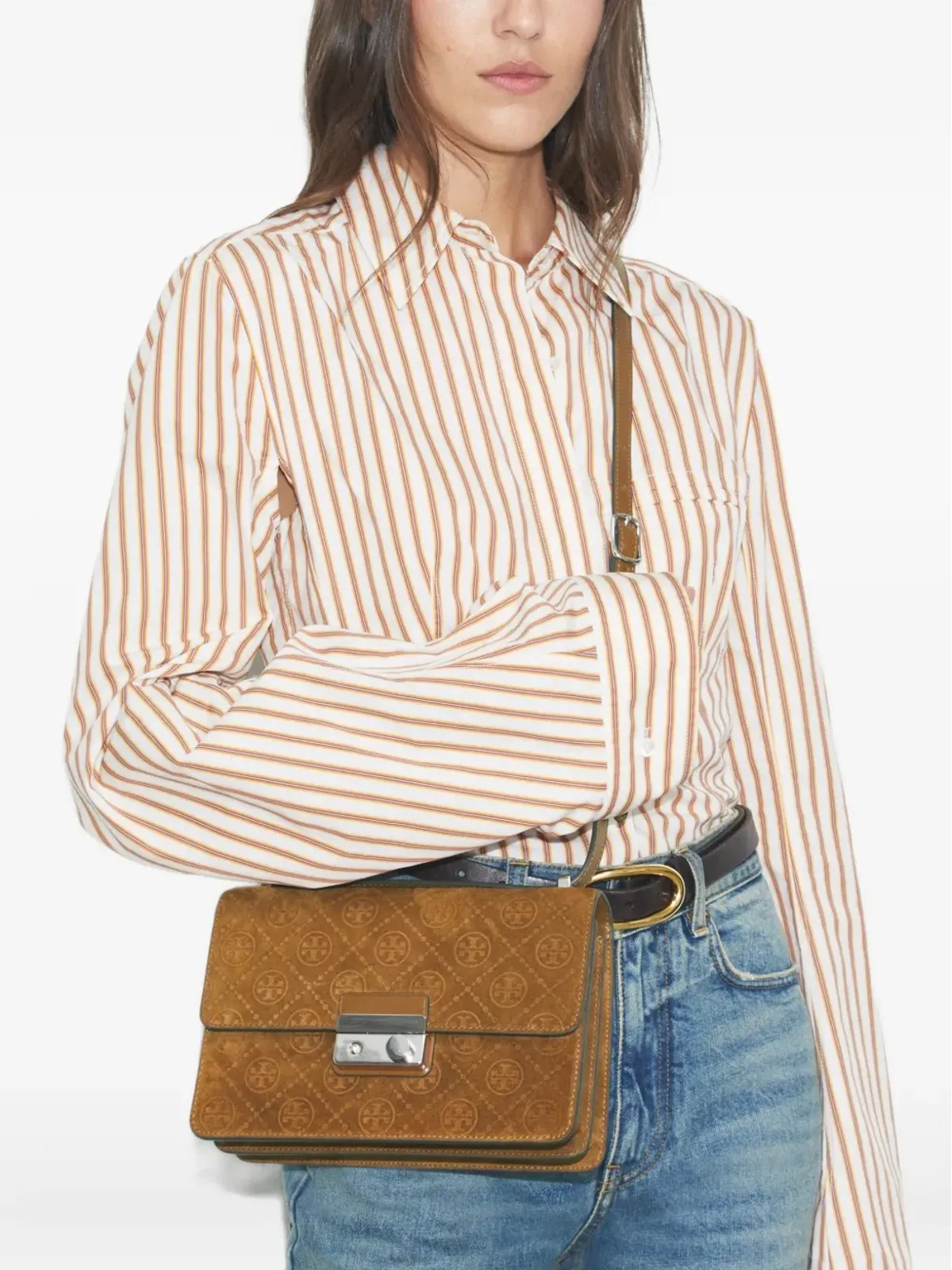 Tory Burch モノグラムスエードショルダーバッグ - 画像2