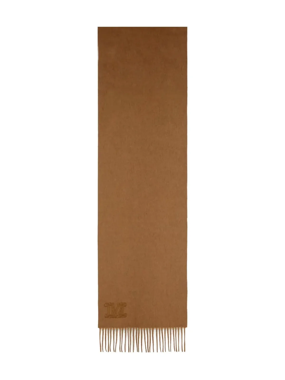 Max Mara 刺繍入りモノグラムフリンジスカーフ（ブラウン） - 画像2