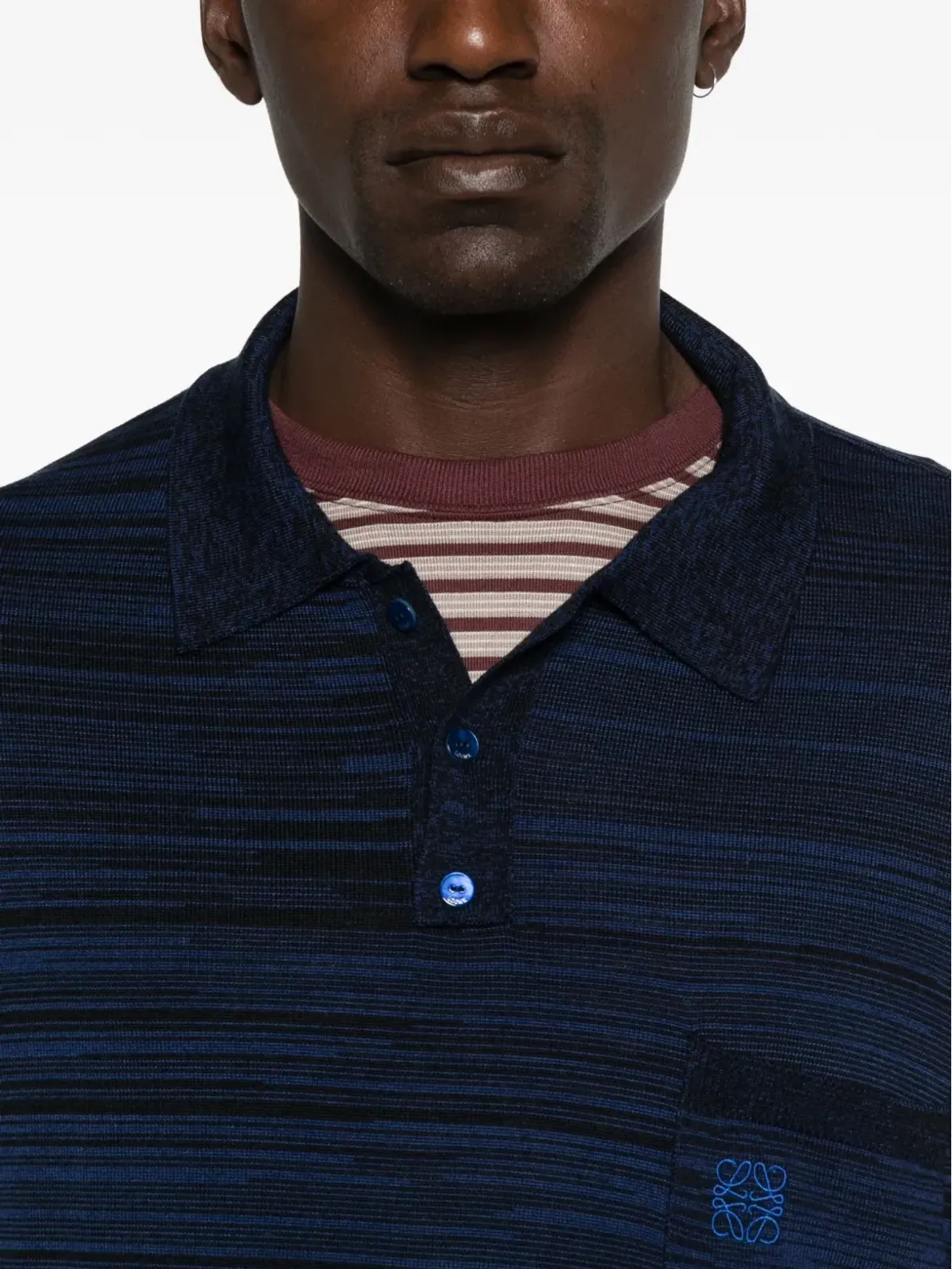 LOEWE ストライプロゴポロセーター ブルー - 画像4