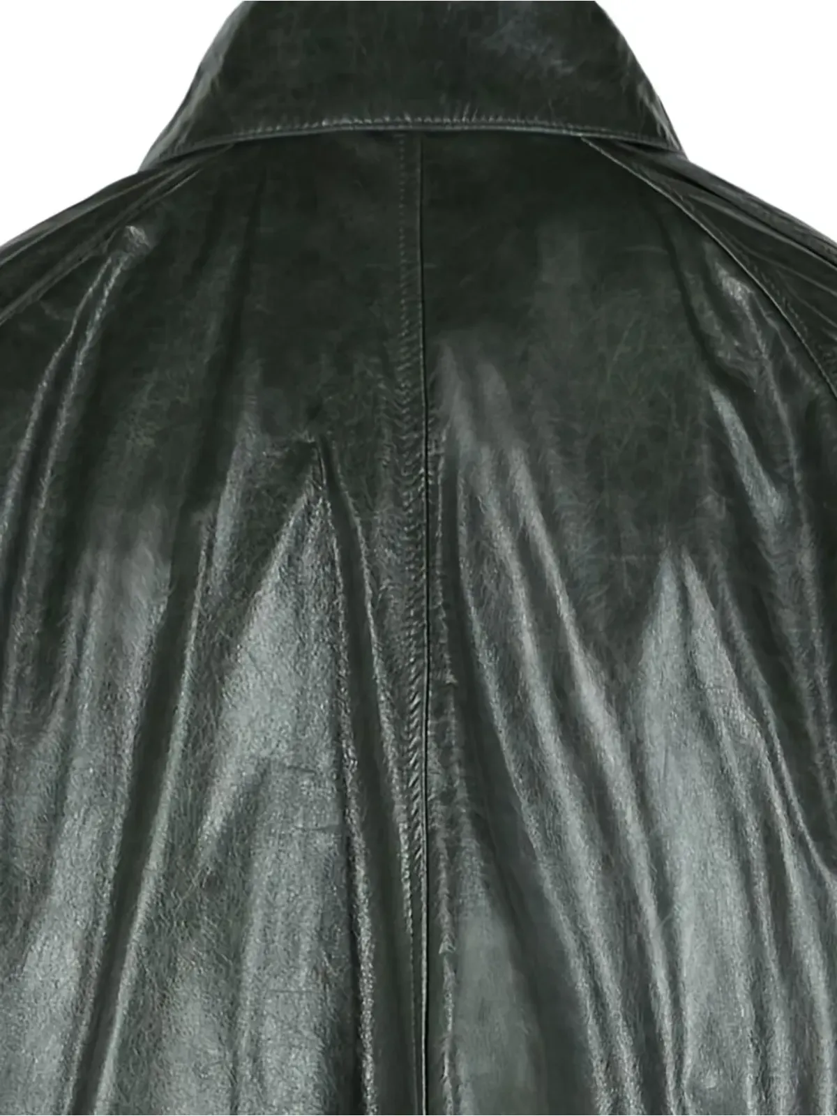 Max Mara pointed-collar double-breasted leather jacket - Grey - 画像4