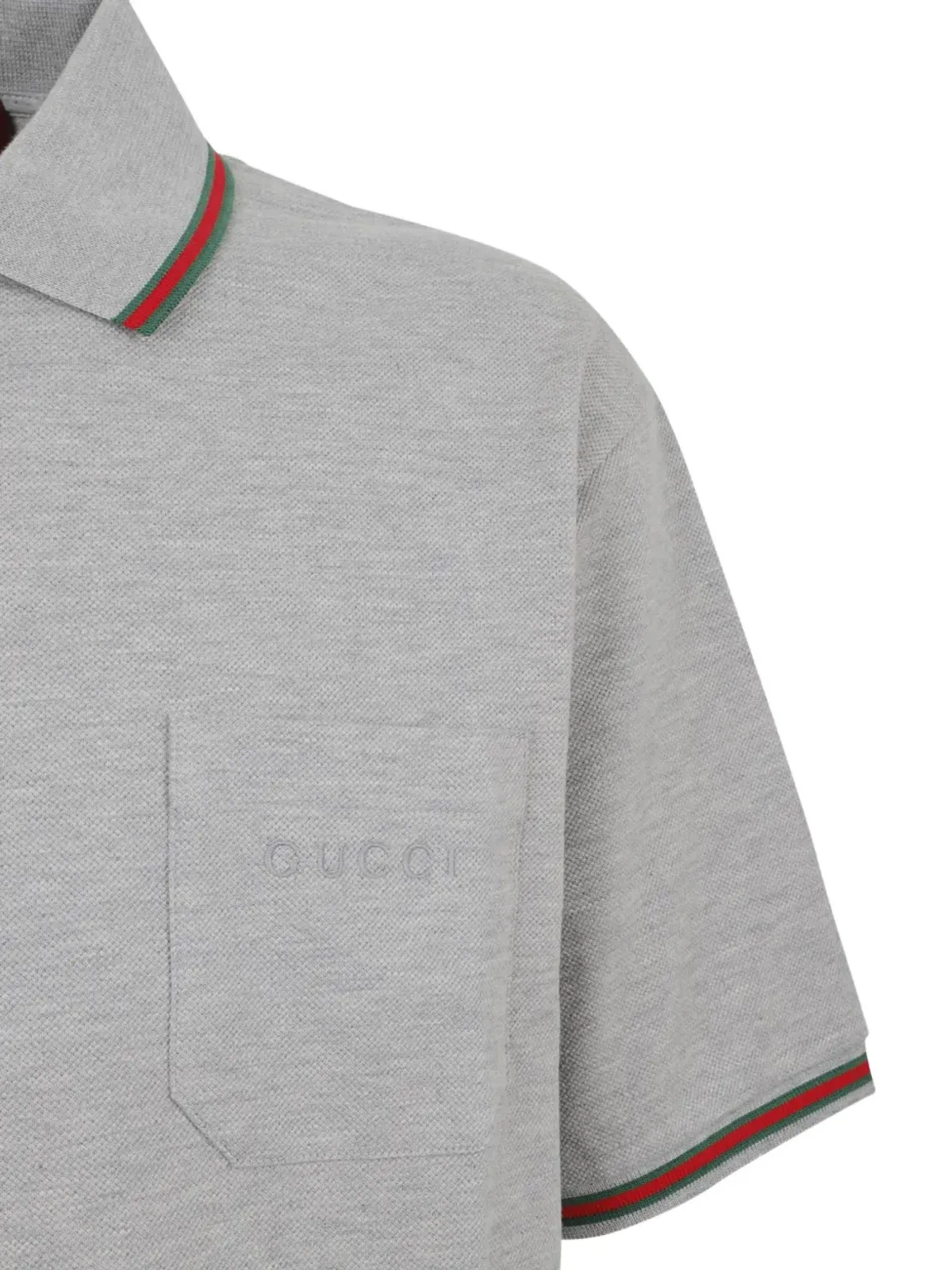 Gucci 刺繍ポケット付きコットンポロシャツ - グレー - 画像3