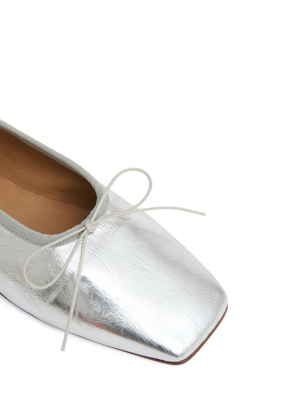 Mansur Gavriel スクエアトゥ リボン付き バレエフラット - シルバー - 画像4
