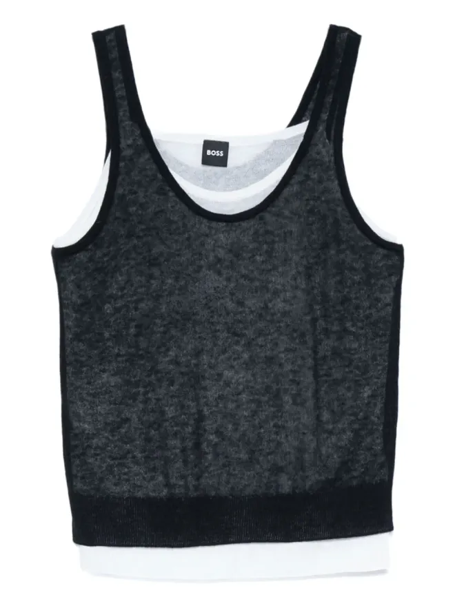 BOSS BOSS double-layered sheer top - Blackの商品画像
