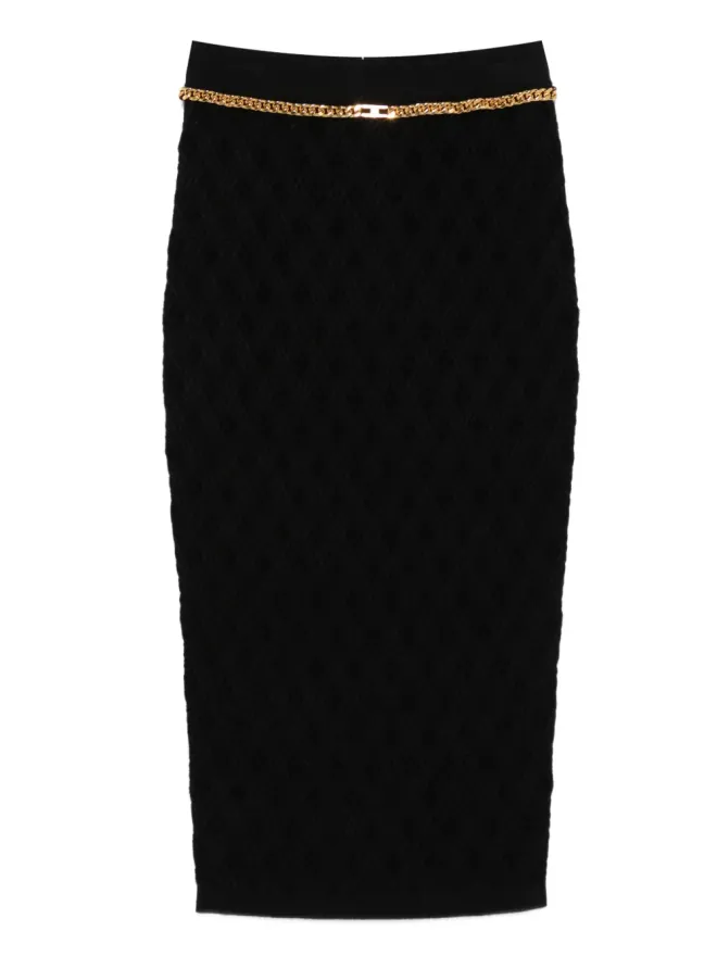Elisabetta Franchi Elisabetta Franchi チェーン装飾 ジオメトリック ミディスカート - ブラックの商品画像