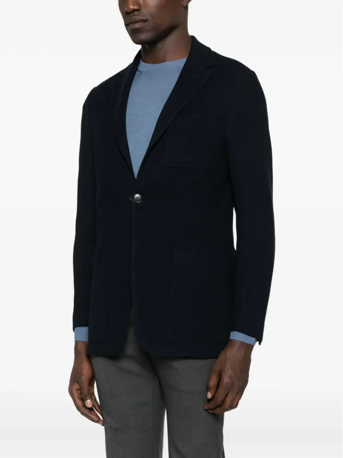 Canali パッチポケット編みブレザー - 画像3