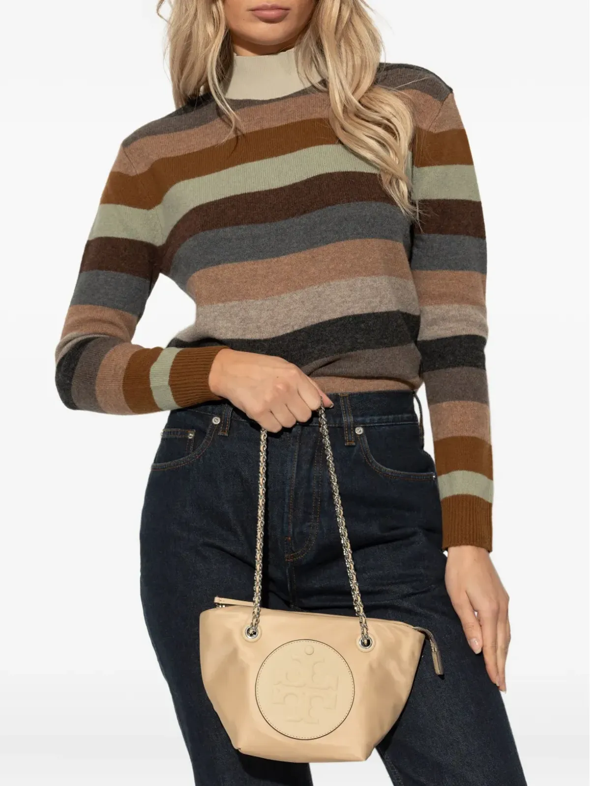 Tory Burch ロゴパッチ チェーン トートバッグ - 画像2