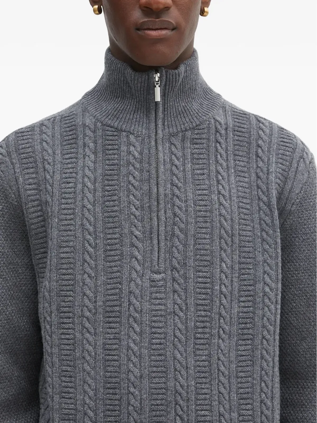 A.P.C. ケーブルニット半ジップセーター - グレー - 画像5