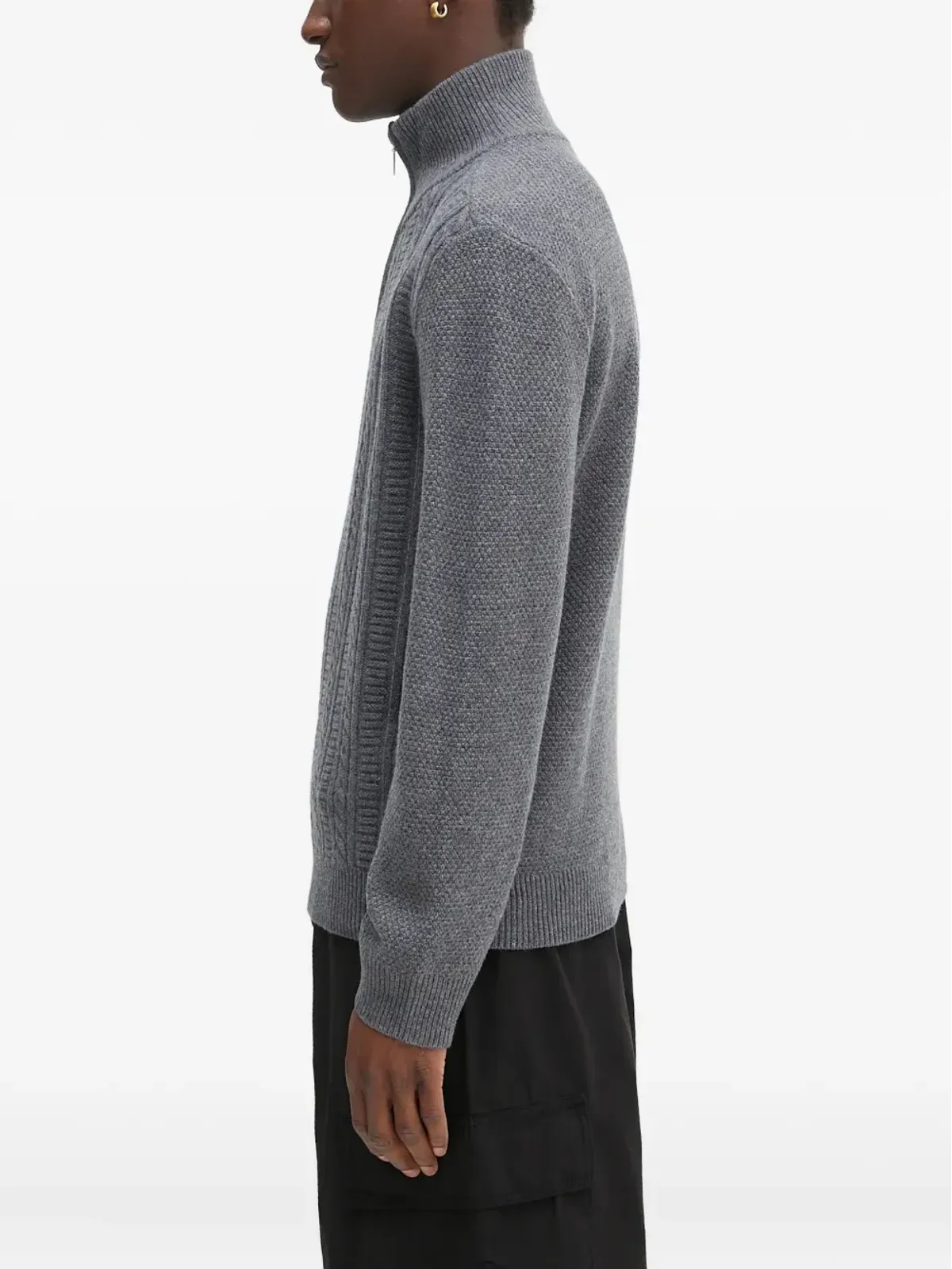 A.P.C. ケーブルニット半ジップセーター - グレー - 画像3
