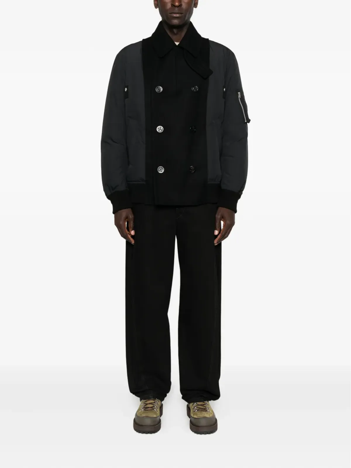 sacai ダブルブレスト ウールジャケット - 画像2