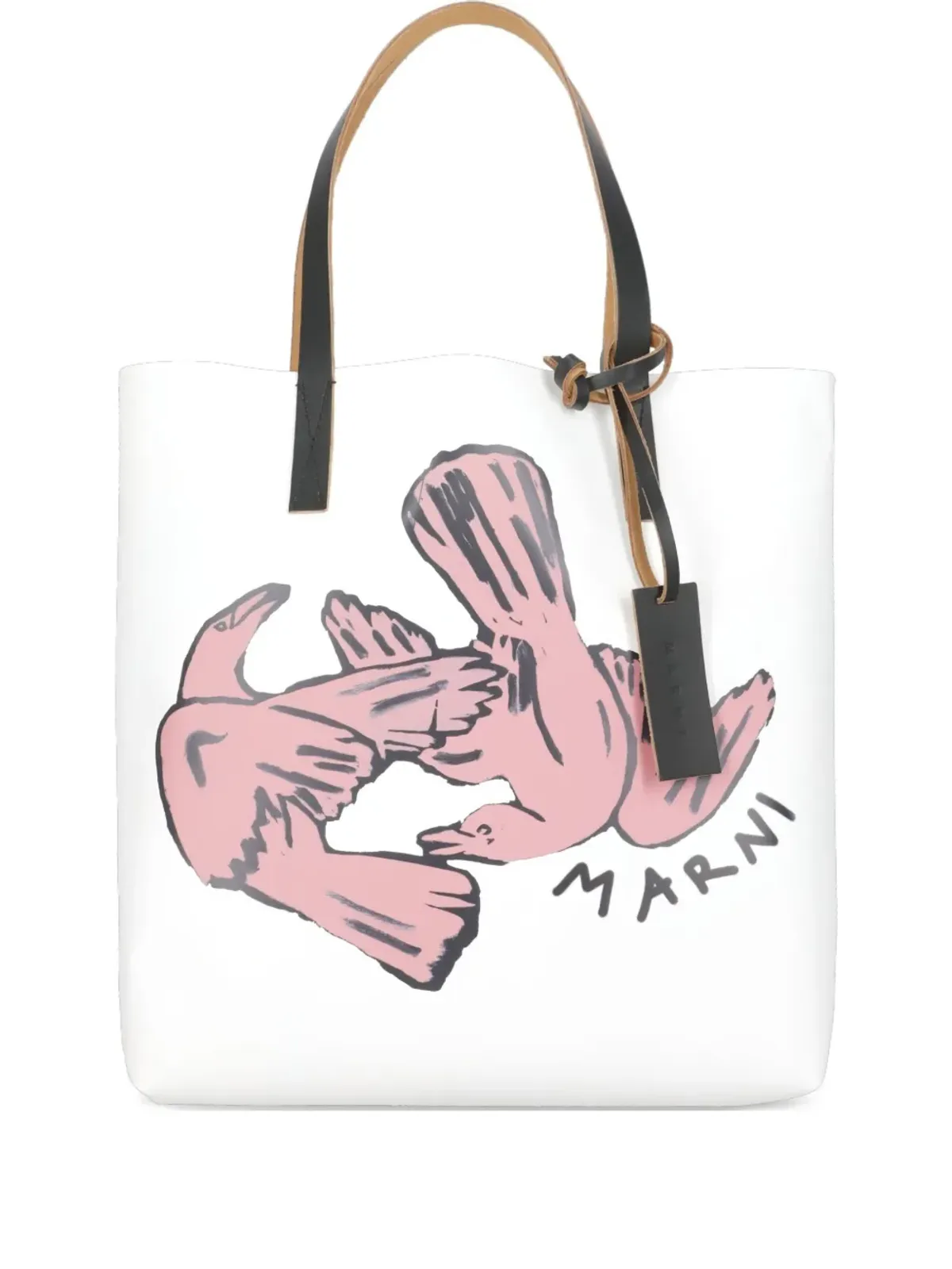 Marni 鳥柄プリント トートバッグ（ホワイト） - 画像1