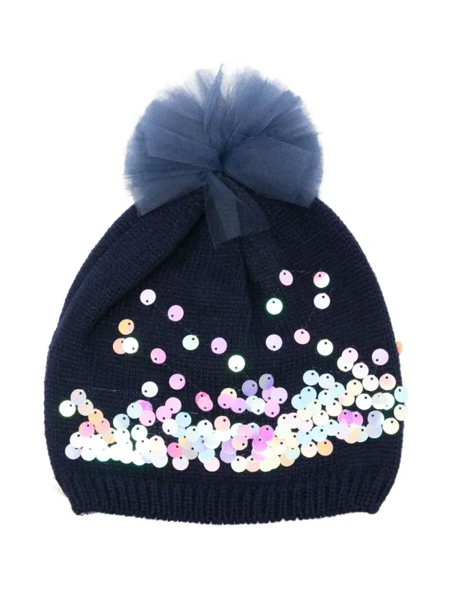 Billieblush Billieblush スパンコール付きチュールポンポンビーニー ブルーの商品画像