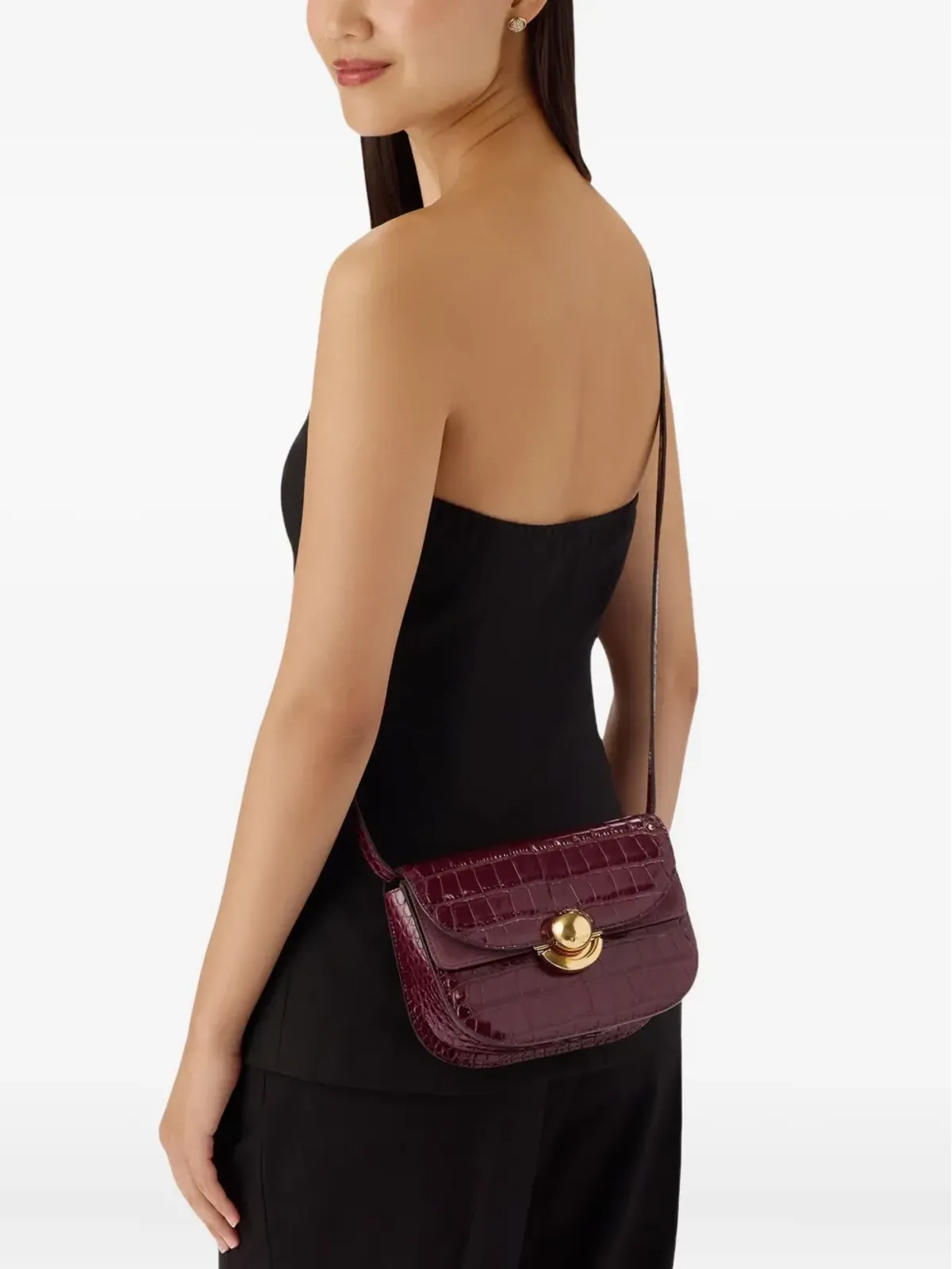 Furla Sfera クロコダイル型押しドーム型サッチェル - 画像2