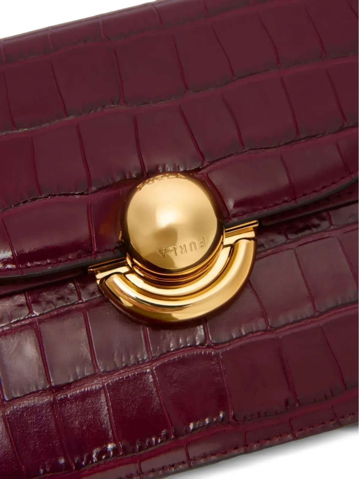 Furla Sfera クロコダイル型押しドーム型サッチェル - 画像4