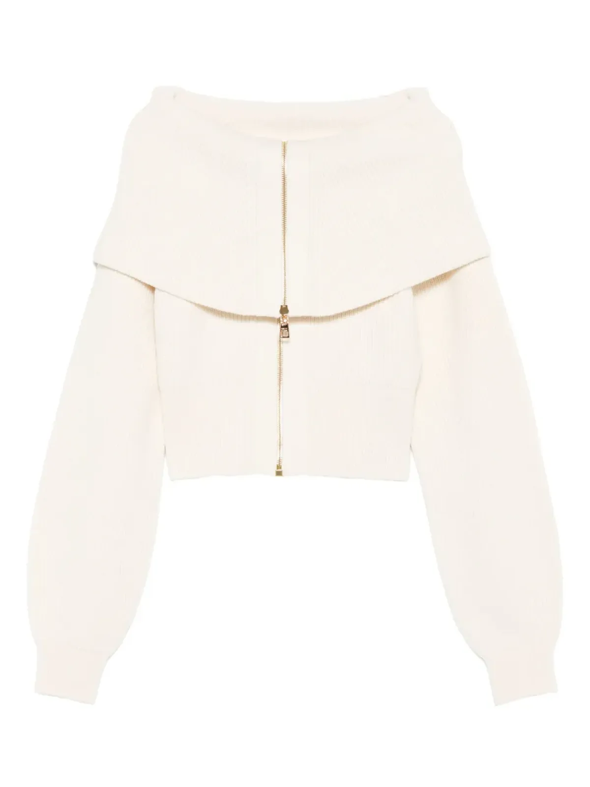 Elisabetta Franchi オフショルダー ジップファスナー付きカーディガン - 画像1