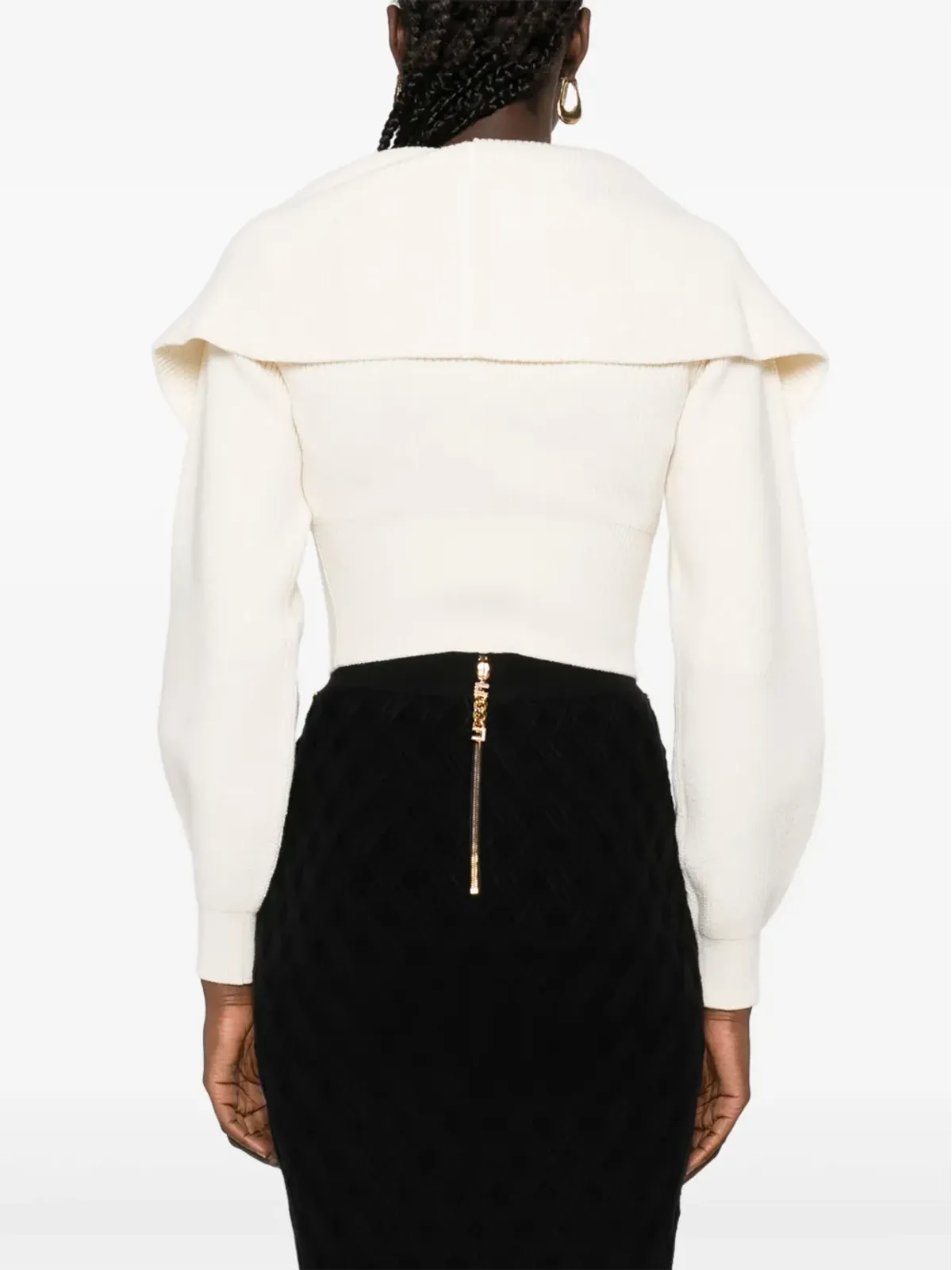 Elisabetta Franchi オフショルダー ジップファスナー付きカーディガン - 画像4
