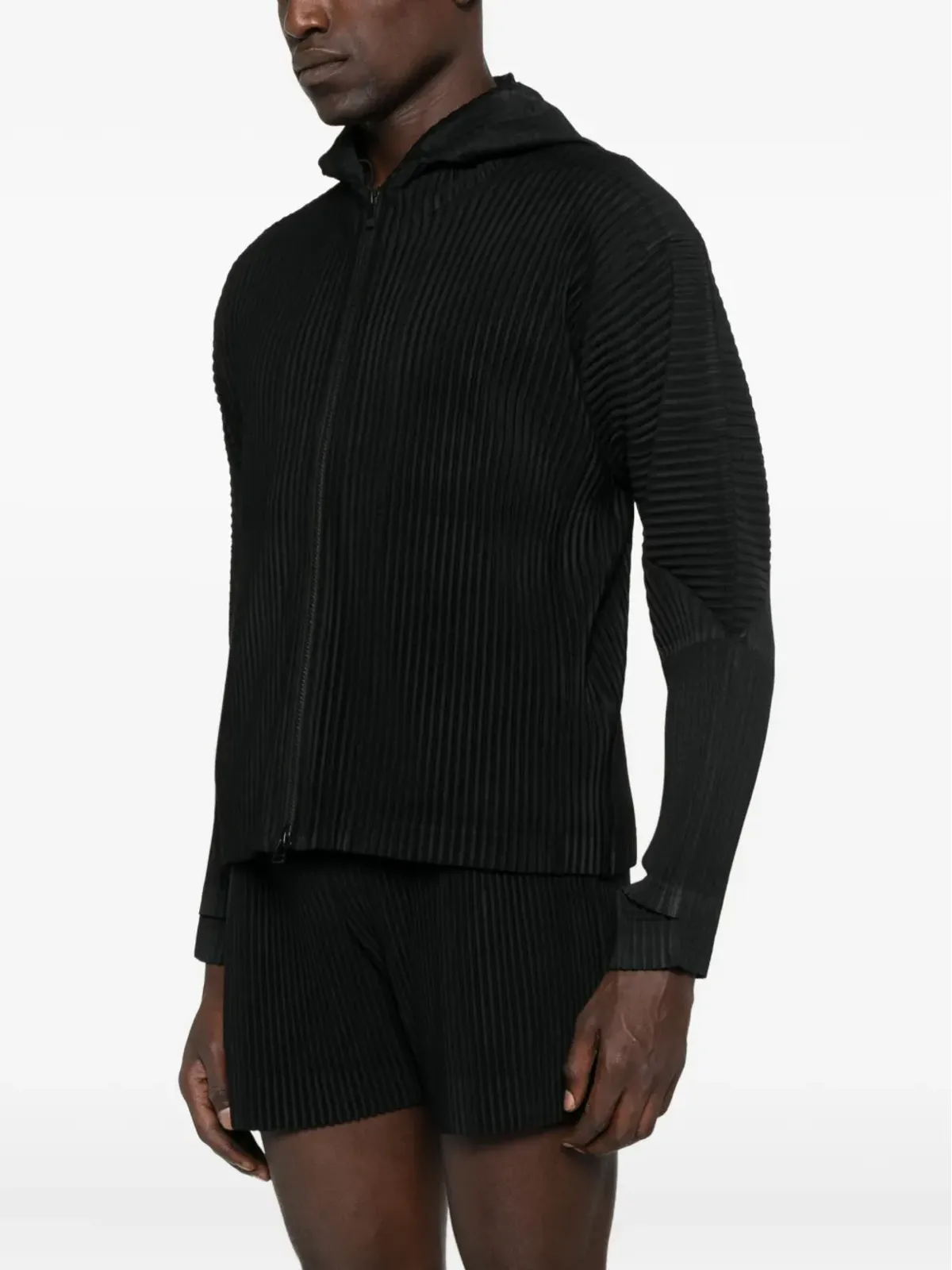 Homme Plissé Issey Miyake 全面プリーツ加工ジップアップフーディ - 画像3