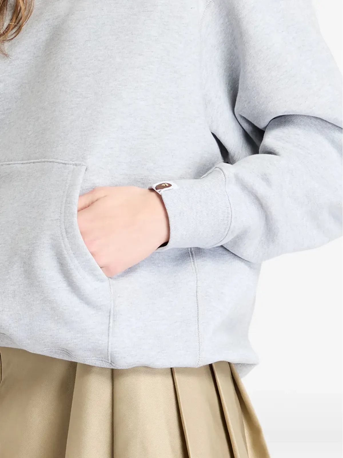 A BATHING APE® シャークロゴ プルオーバー フーディー（グレー） - 画像5