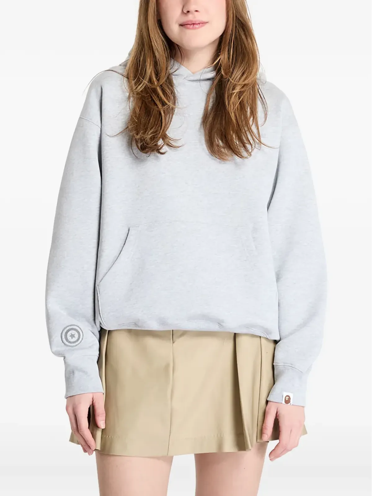 A BATHING APE® シャークロゴ プルオーバー フーディー（グレー） - 画像4