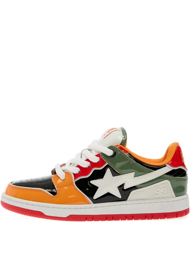 A BATHING APE® A BATHING APE® Sk8 #1 スター・パッチ パテントレザー スニーカー - オレンジの商品画像