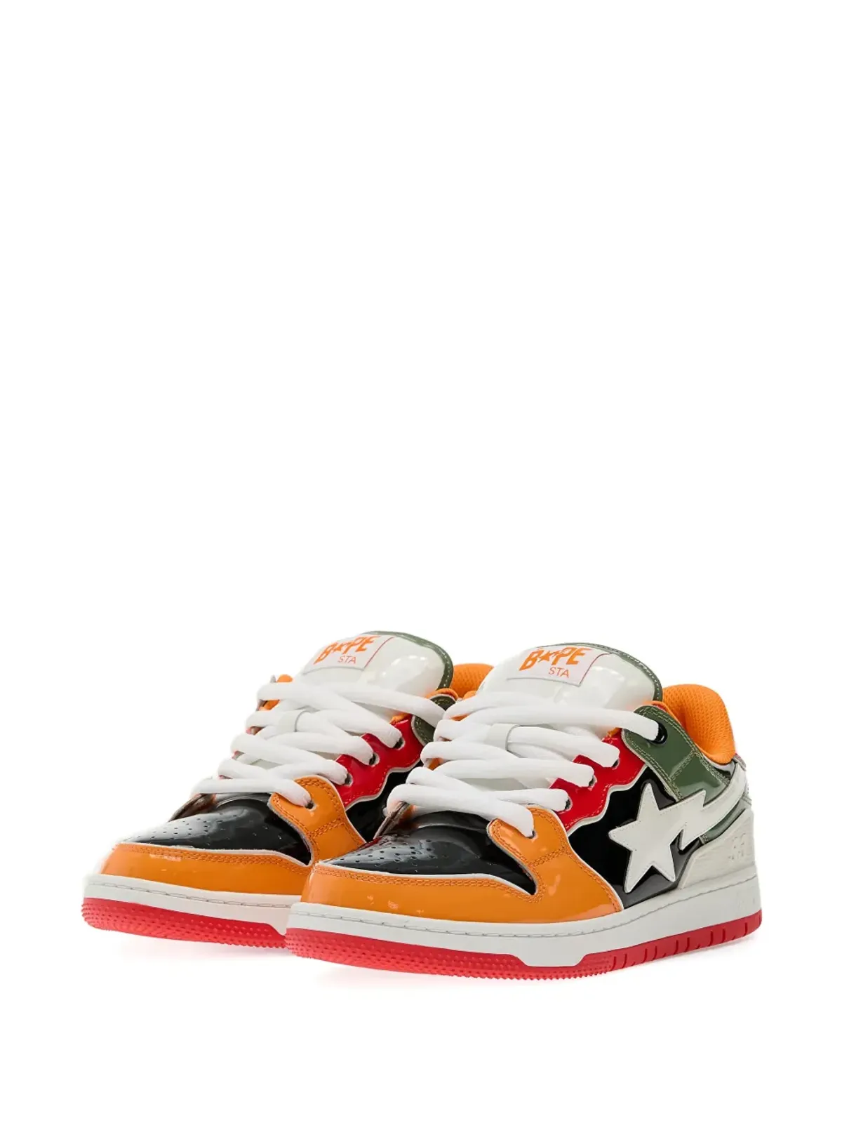 A BATHING APE® Sk8 #1 スター・パッチ パテントレザー スニーカー - オレンジ - 画像2