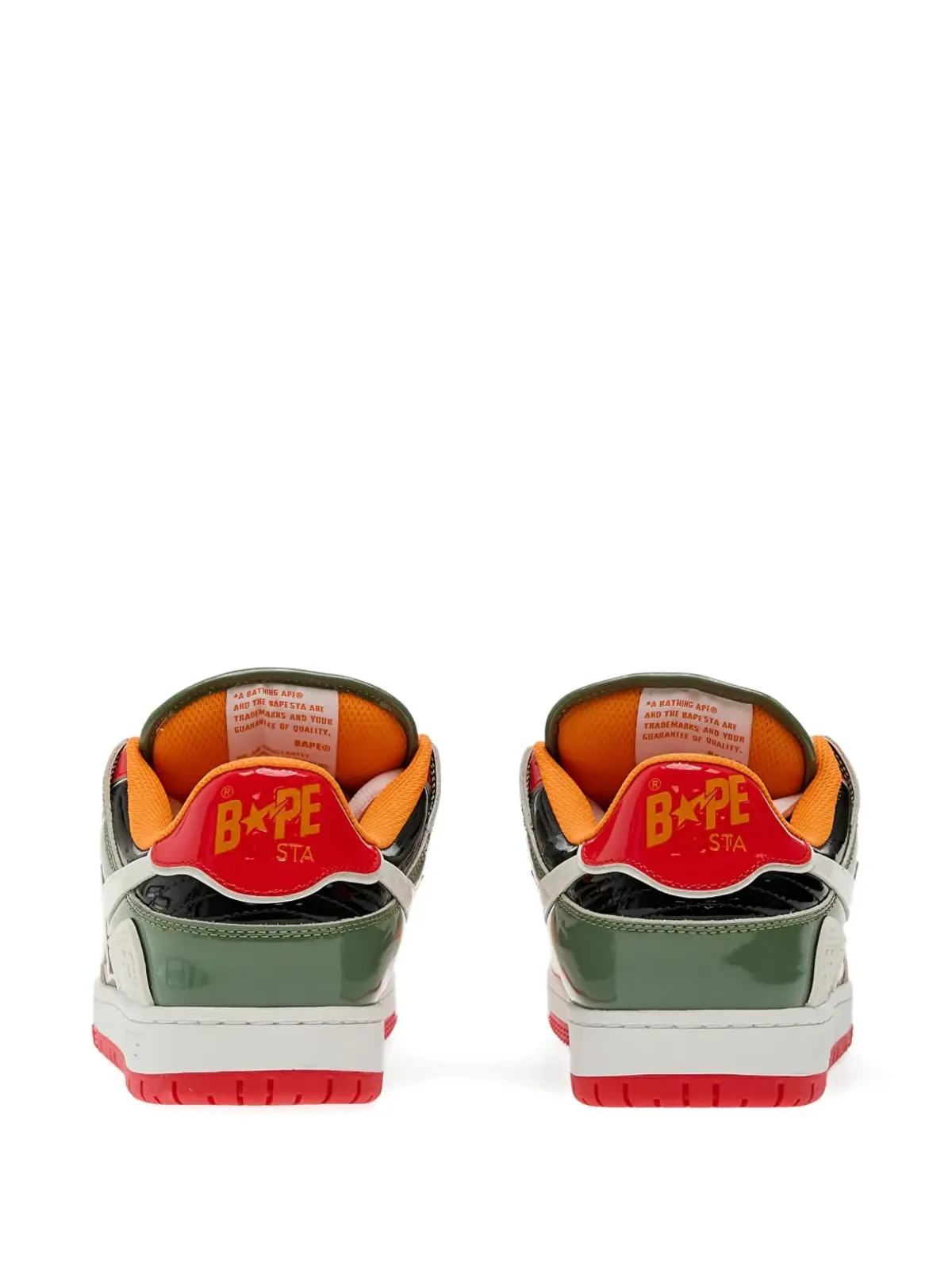 A BATHING APE® Sk8 #1 スター・パッチ パテントレザー スニーカー - オレンジ - 画像3