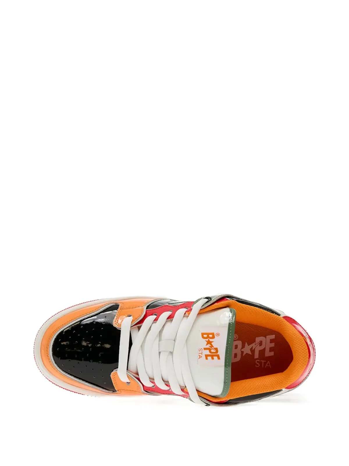 A BATHING APE® Sk8 #1 スター・パッチ パテントレザー スニーカー - オレンジ - 画像4