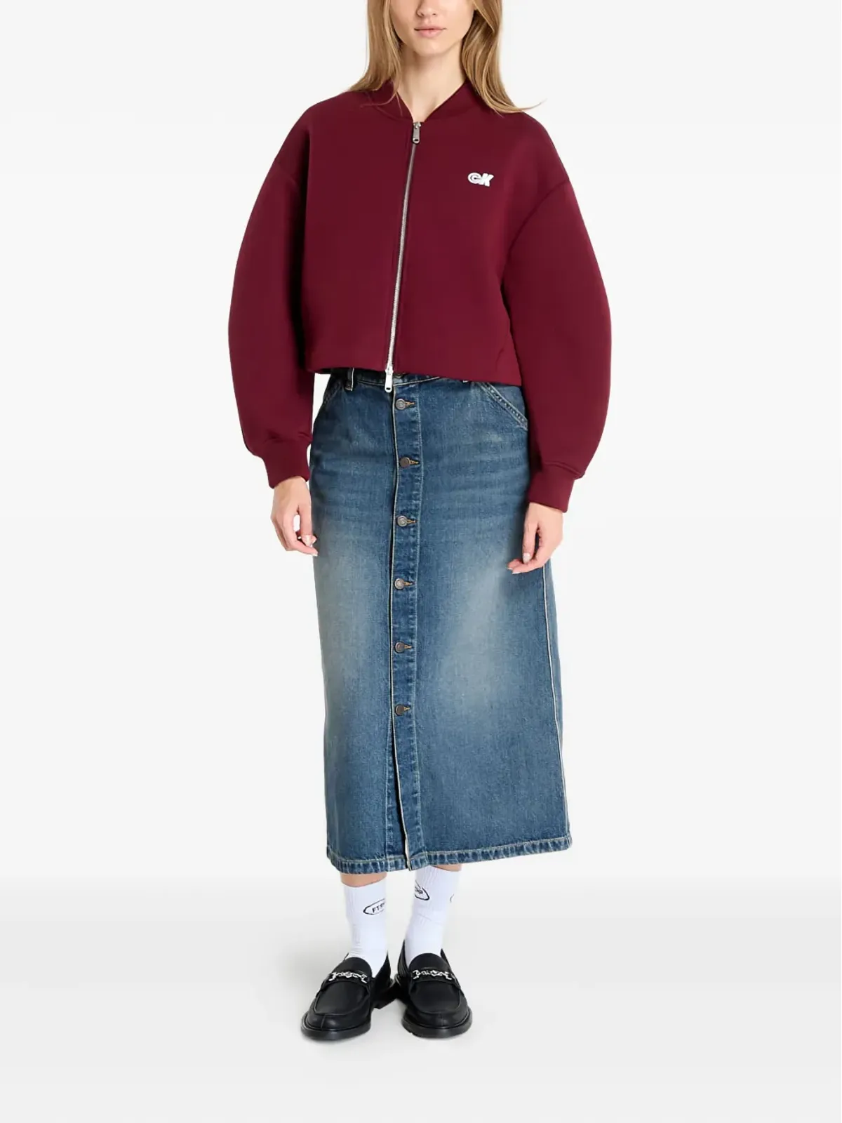 Calvin Klein ロゴディテール バルーンスリーブ ボンバージャケット - 画像2