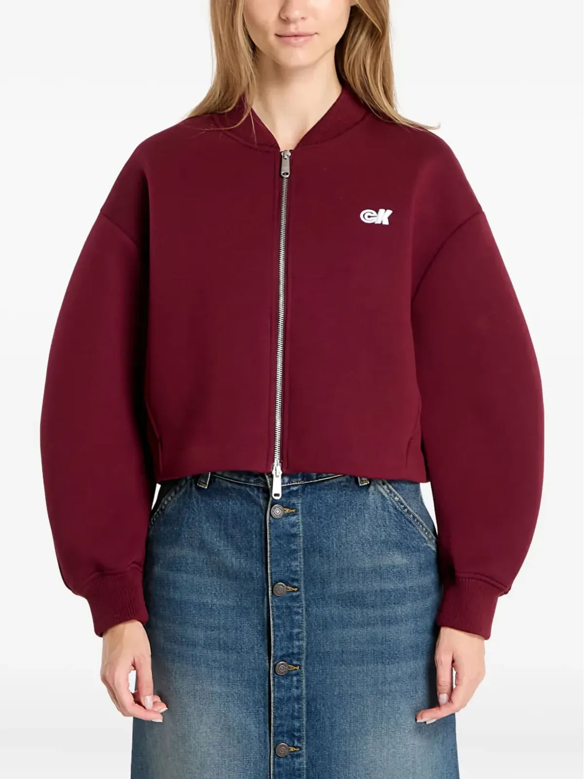 Calvin Klein ロゴディテール バルーンスリーブ ボンバージャケット - 画像3