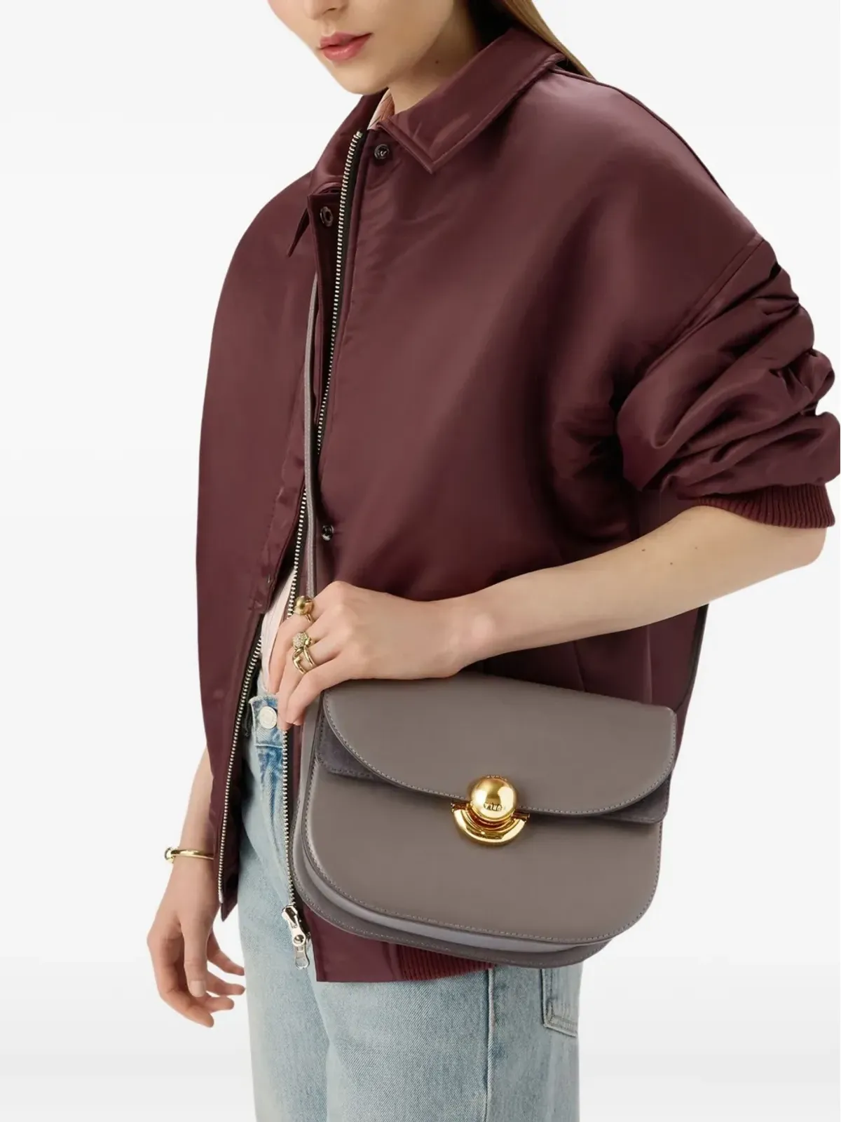 Furla Sfera curved-flap cross body bag - Grey - 画像2