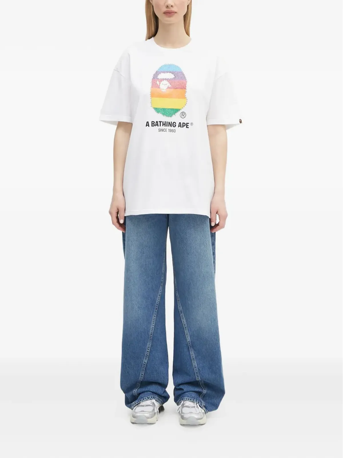 A BATHING APE® 虹モチーフクリスタル装飾入りTシャツ - ホワイト - 画像2
