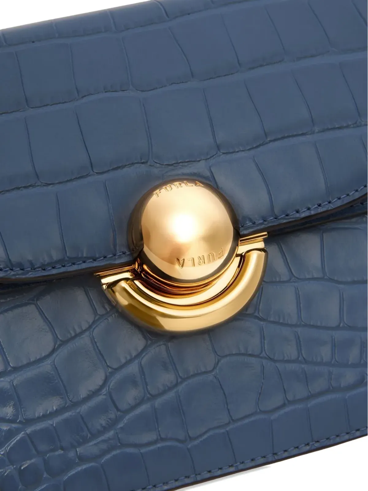 Furla Sfera クロコダイルエンボス クロスボディバッグ ブルー - 画像4