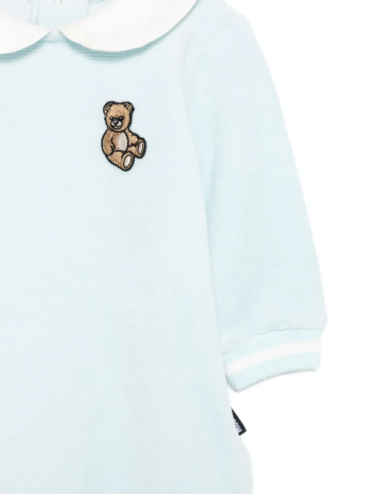 Moschino Kids テディ刺繍のピーターパンカラー ベビーロンパース - 画像2