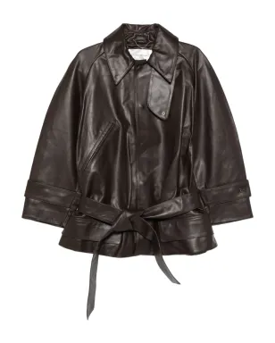 Victoria Beckham ベルト付きレザーコート - サムネイル1