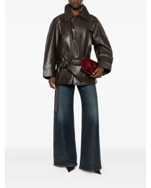 Victoria Beckham ベルト付きレザーコート - サムネイル2