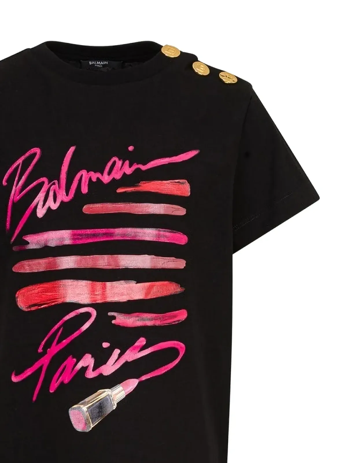 Balmain Kids ボタンディテール ロゴプリント ドレス - 画像2