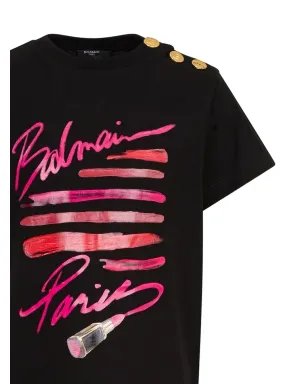 Balmain Kids ボタンディテール ロゴプリント ドレス - サムネイル2