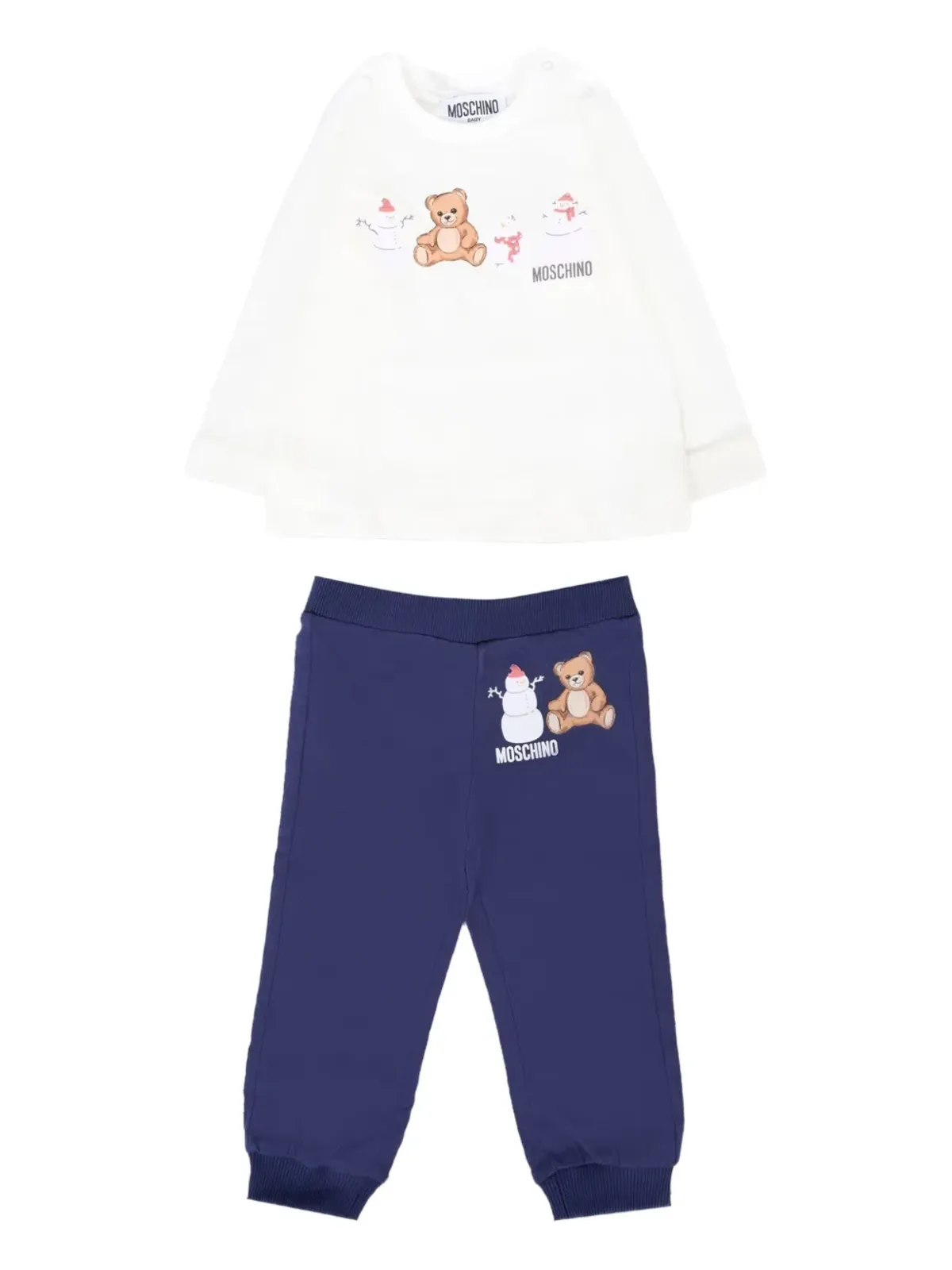 Moschino Kids テディベアと雪だるまモチーフの伸縮性のあるトラックスーツ - 画像1