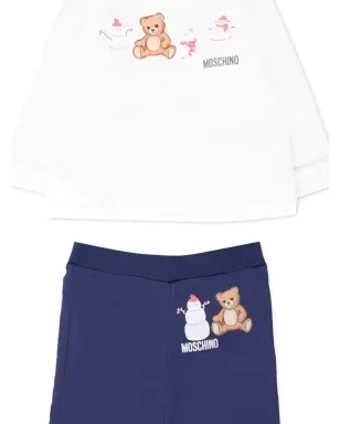 Moschino Kids テディベアと雪だるまモチーフの伸縮性のあるトラックスーツ - サムネイル3