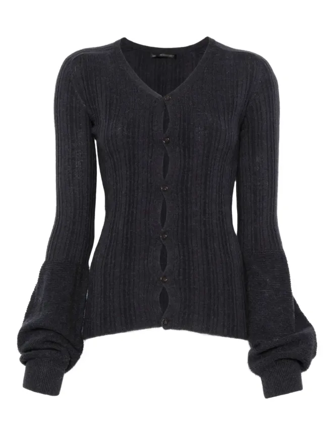 Yohji Yamamoto Pre-Owned Yohji Yamamoto Pre-Owned 2000s リブ編み バルーンスリーブ カーディガンの商品画像