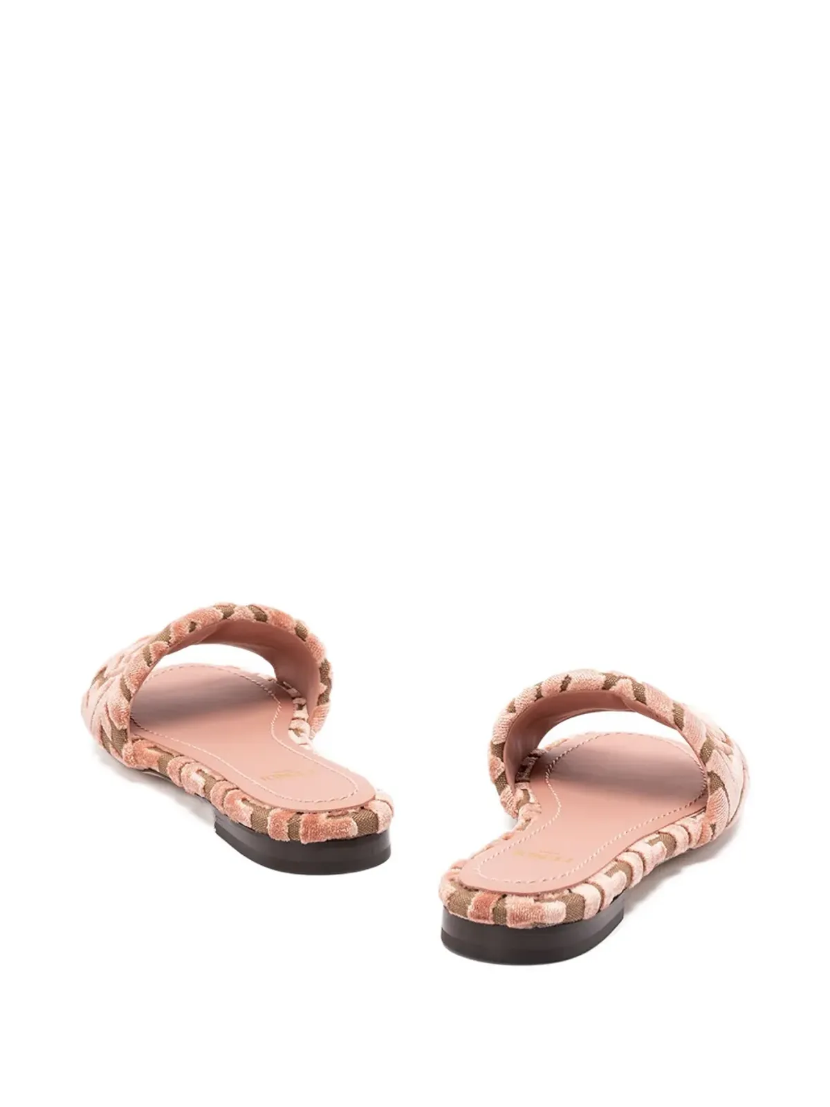 FENDI ロゴモチーフベルベットサンダル ピンク - 画像5