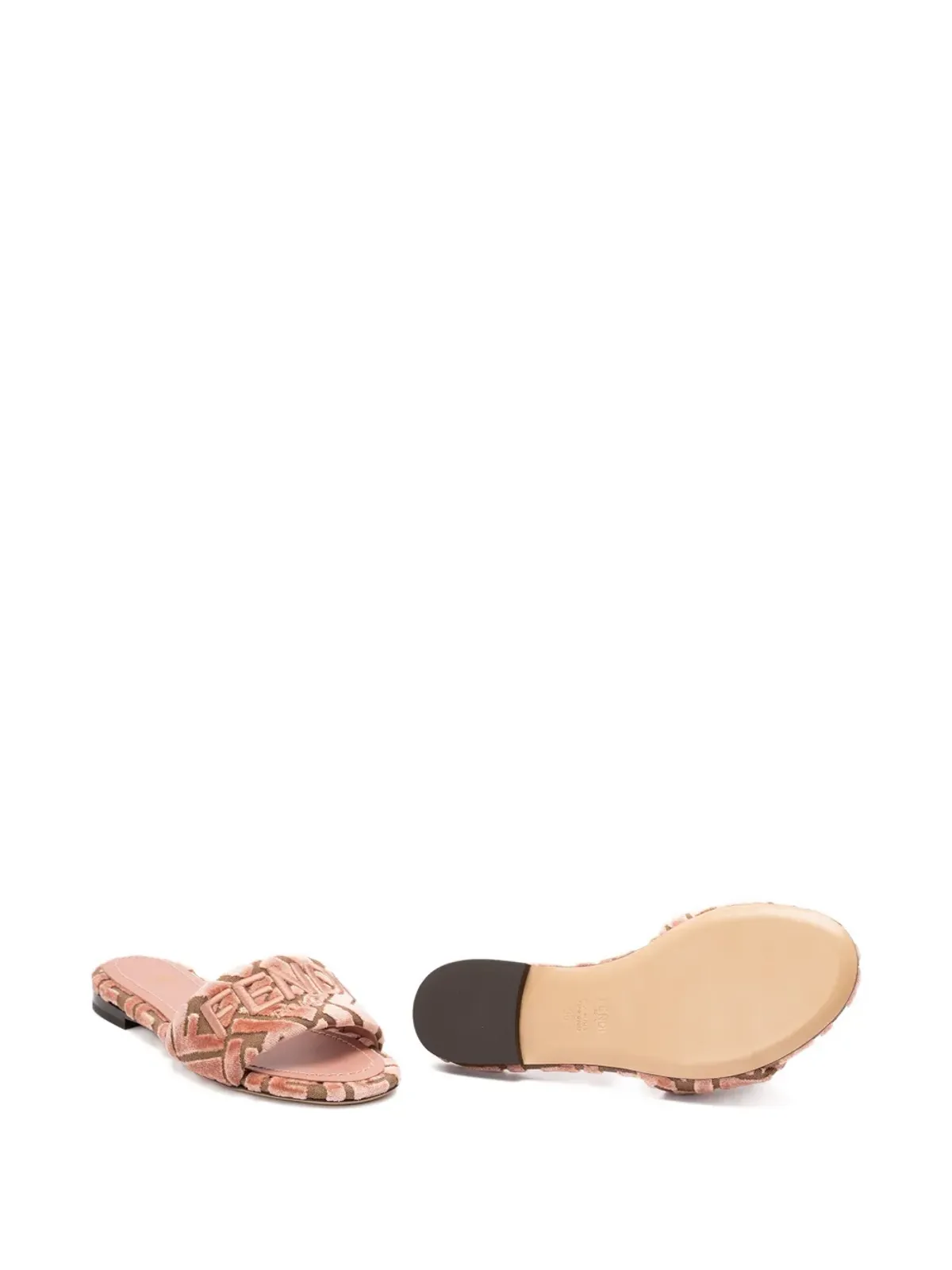 FENDI ロゴモチーフベルベットサンダル ピンク - 画像2