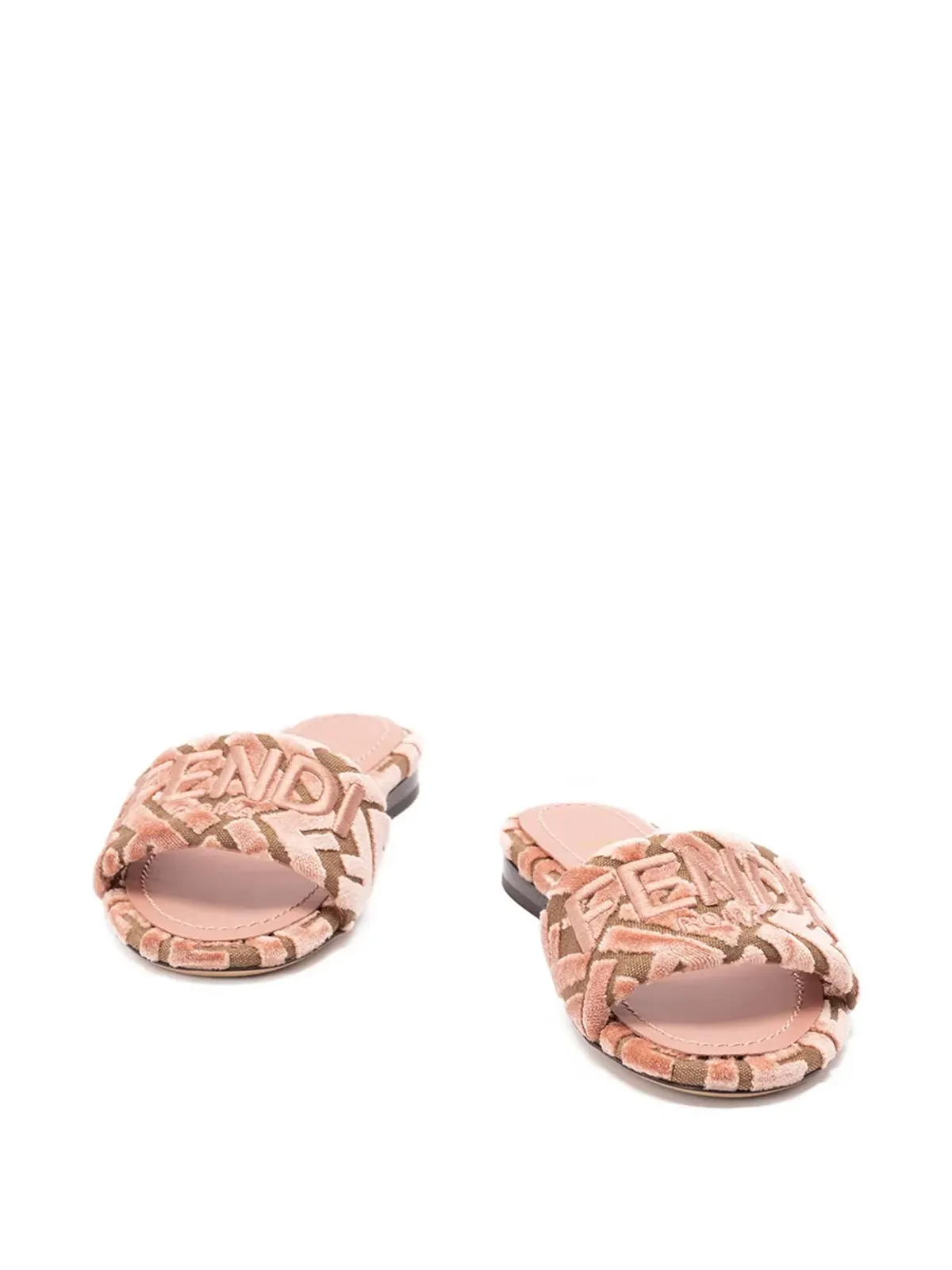 FENDI ロゴモチーフベルベットサンダル ピンク - 画像4